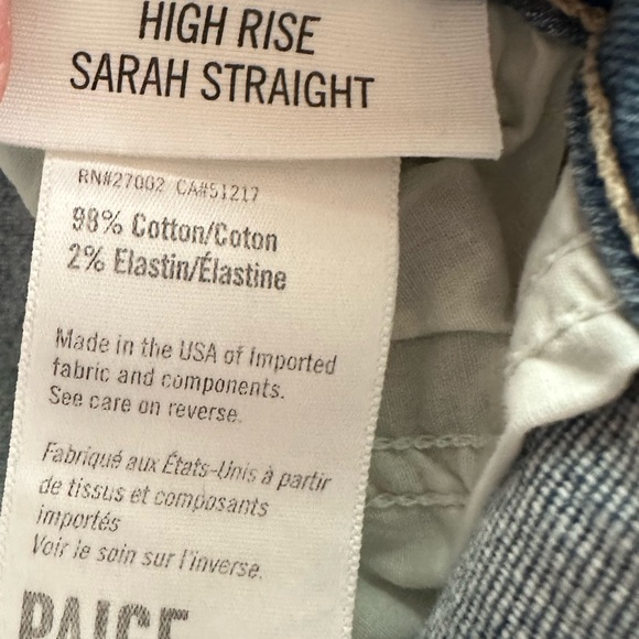 Paige Anthropologie High Rise Sarah Straight Distressed Cropped Jeans Button Fly - Picture 14 of 16